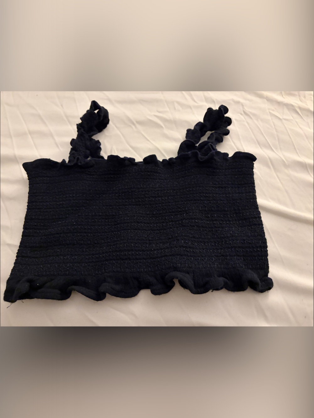 Free People Smocked Ruffle Crop Top - Black